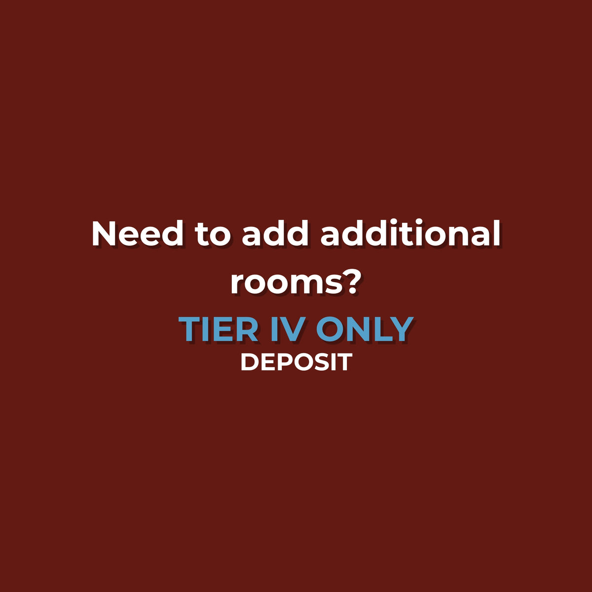 Additional Rooms | ONLY for Tier IV - THE FULL SERVICE (DEPOSIT ONLY)
